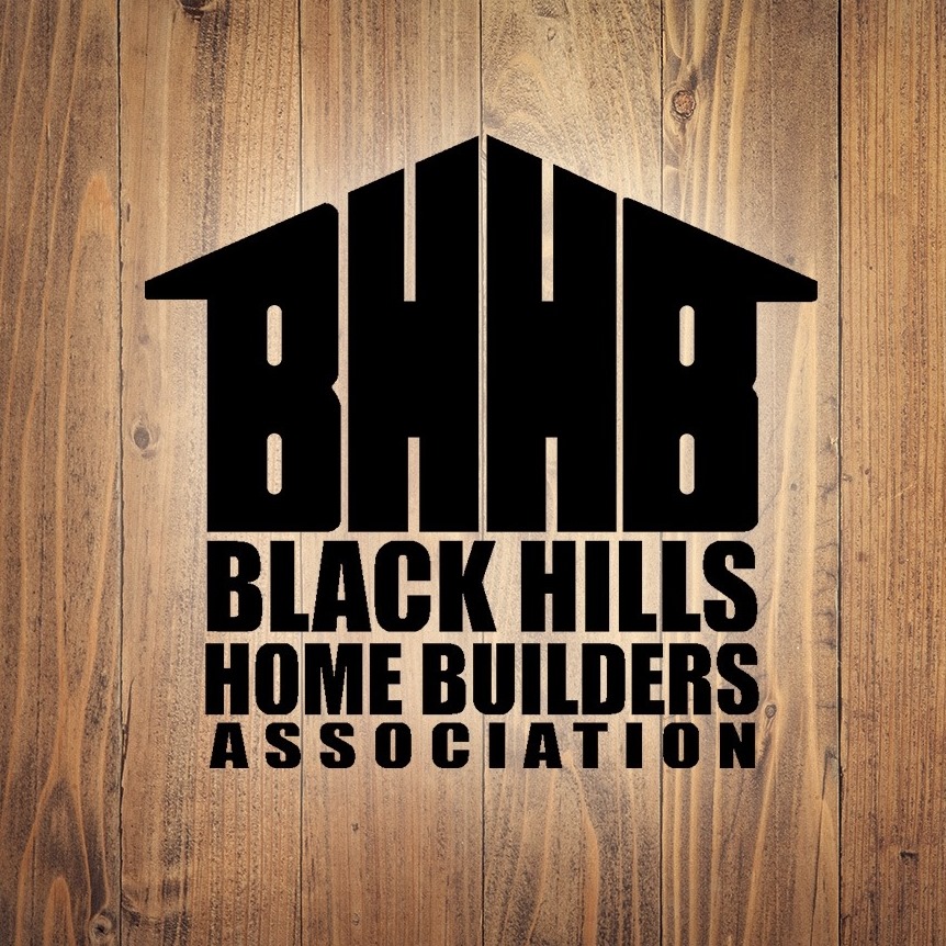 Black Hills Home Builders Association logo for members with wood background