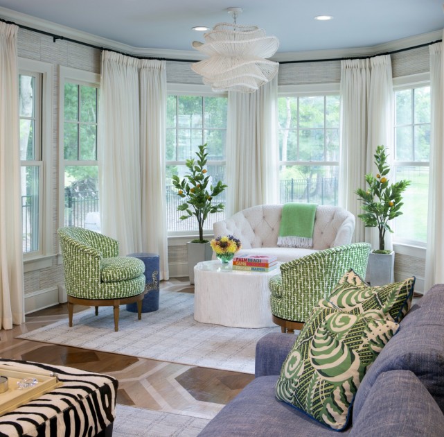 Living room featuring Spring Palette Colors with Redfin and Black Mountain Painting.